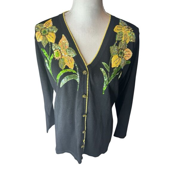 Storybook Knit Floral Butterfly Cardigan Size XS EUC - Picture 1 of 5